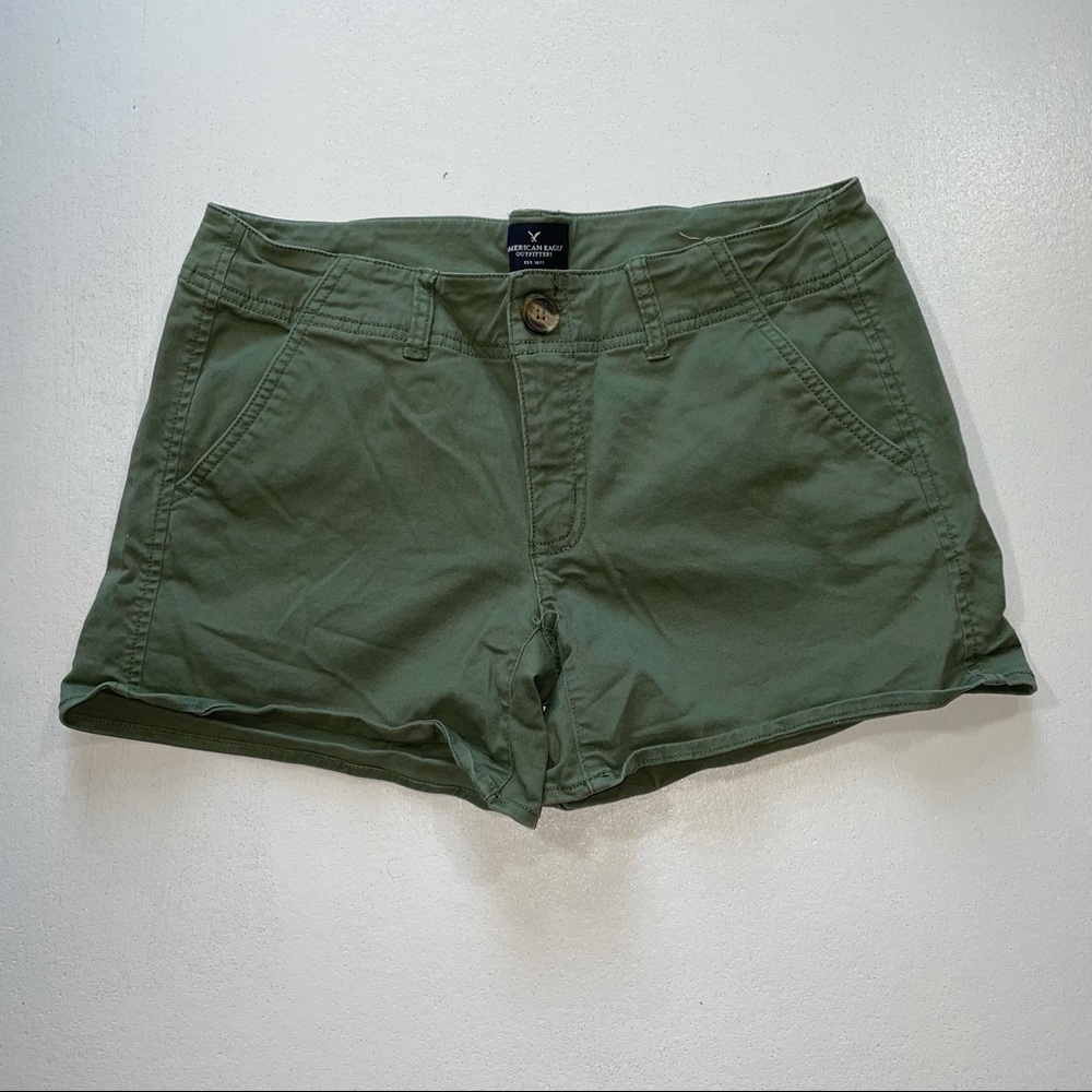 American Eagle Green Shorts Chino Shortie Stretch